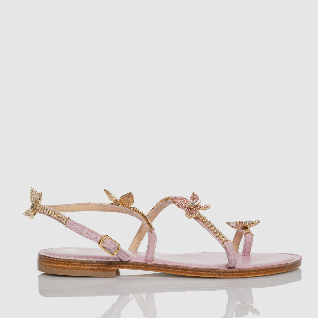 サンダル・ミュール PAOLA FIORENZA SS2519 Sandals Sandalo In Velluto Rosa Flat sandal Rosa/verde Paola Fiorenza - Le Follie Shop