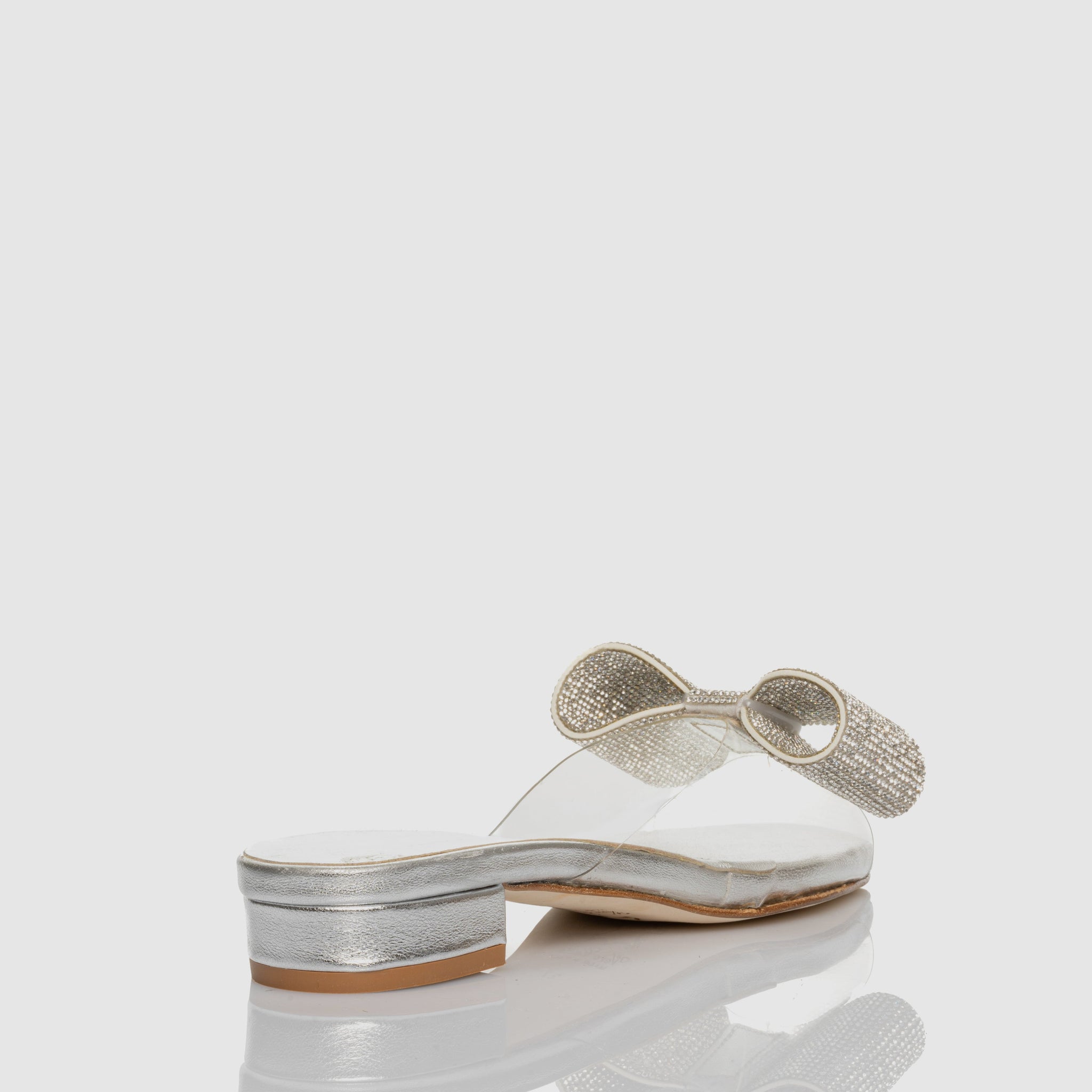 Sandalo Bright Bow Silver in Nappa con cristalli tema fiocco
