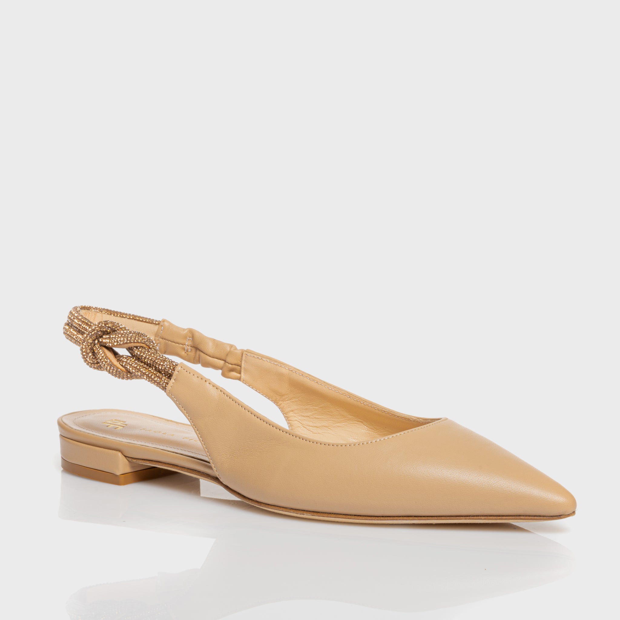 Reese - Ballerina Slingback bassa con nodo di cristalli