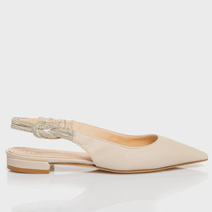 Reese - Ballerina Slingback bassa con nodo di cristalli