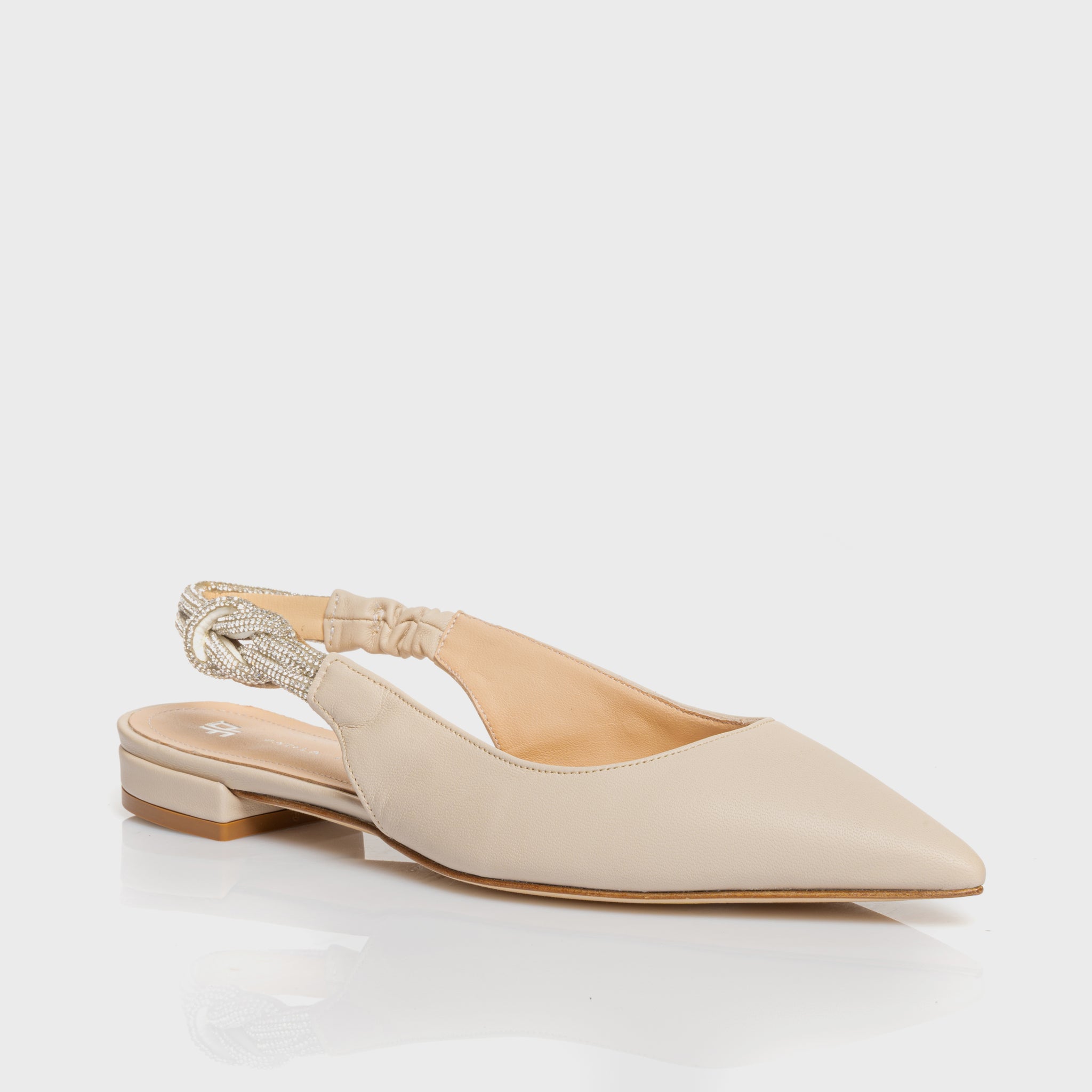 Reese - Ballerina Slingback bassa con nodo di cristalli