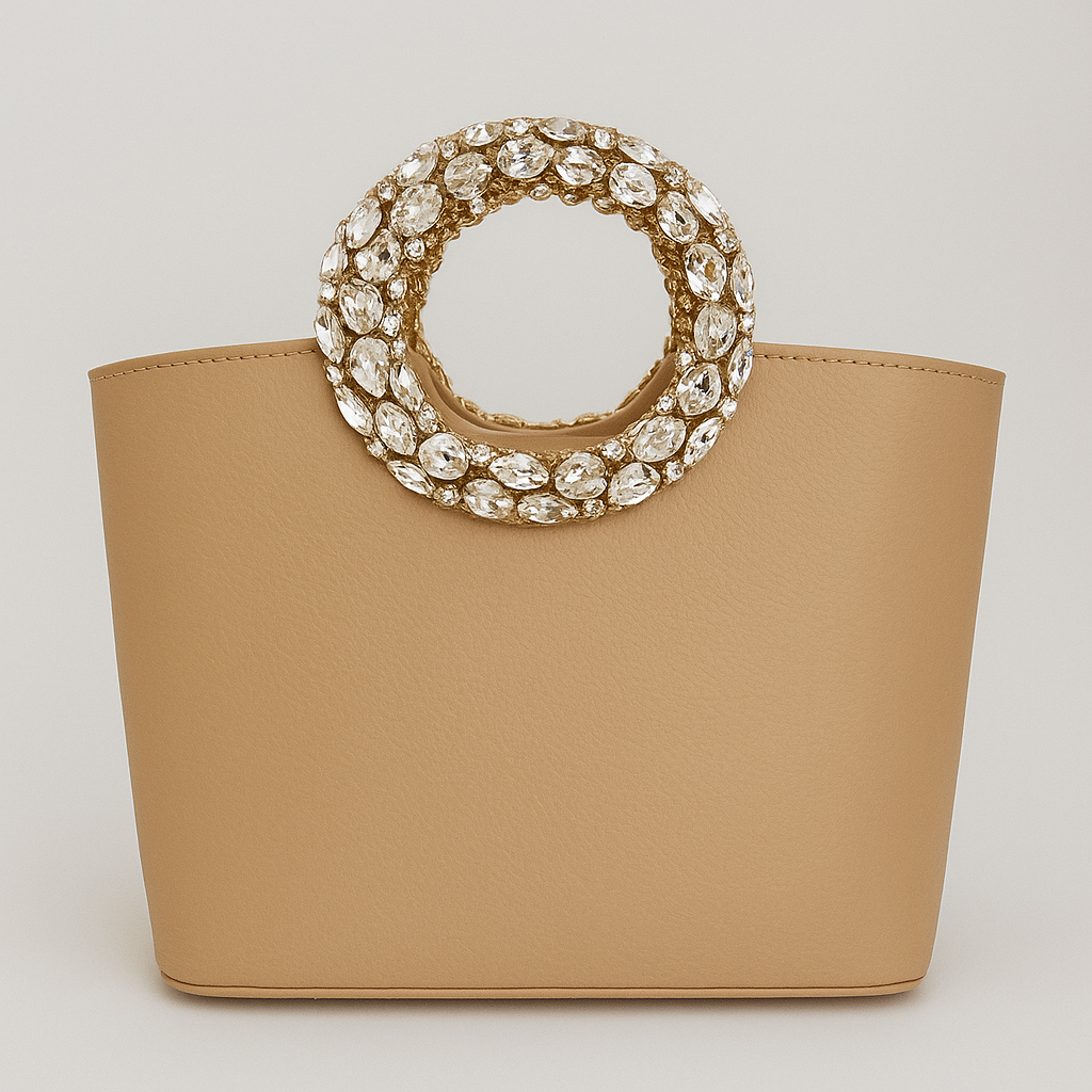 Borsa rigida con manico di cristallo