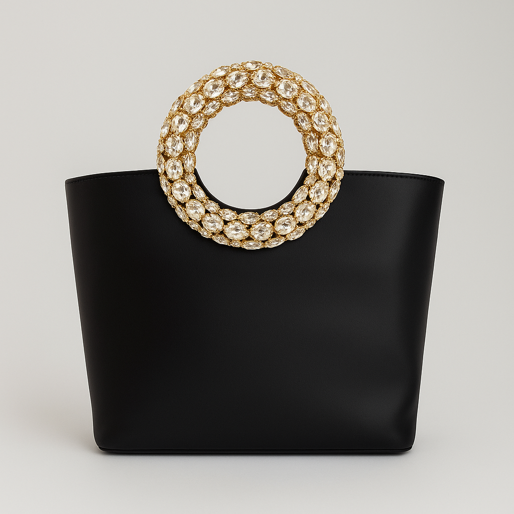 Borsa rigida con manico di cristallo