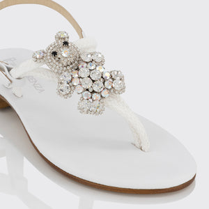 Teddy - Sandalo in nappa con orsetto