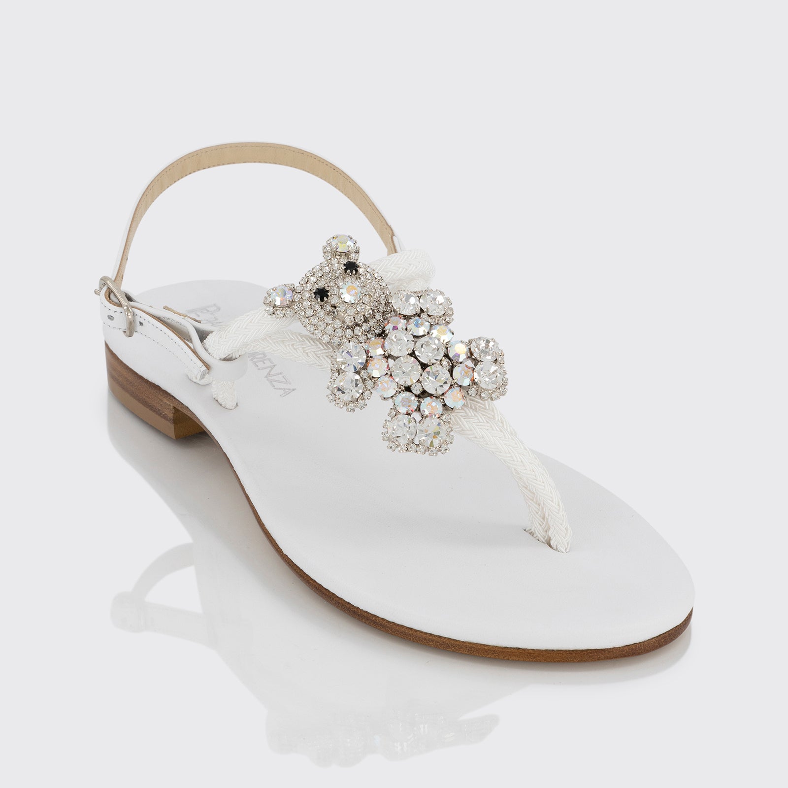 Teddy - Sandalo in nappa con orsetto