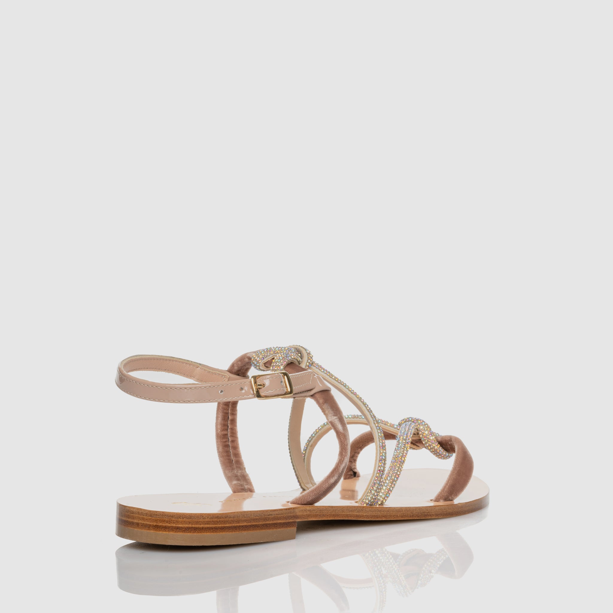 Sandal with Rainbow Light Pink heel with microcrystal strap