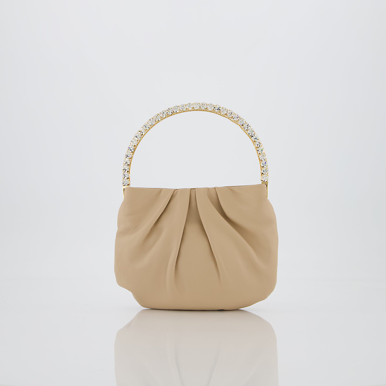 Borsa con manico rigido di cristalli