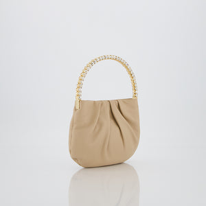 Borsa con manico rigido di cristalli