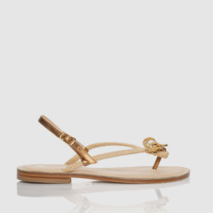 Bright Bow sandal in Light Nude Nappa leather with bow-themed crystals