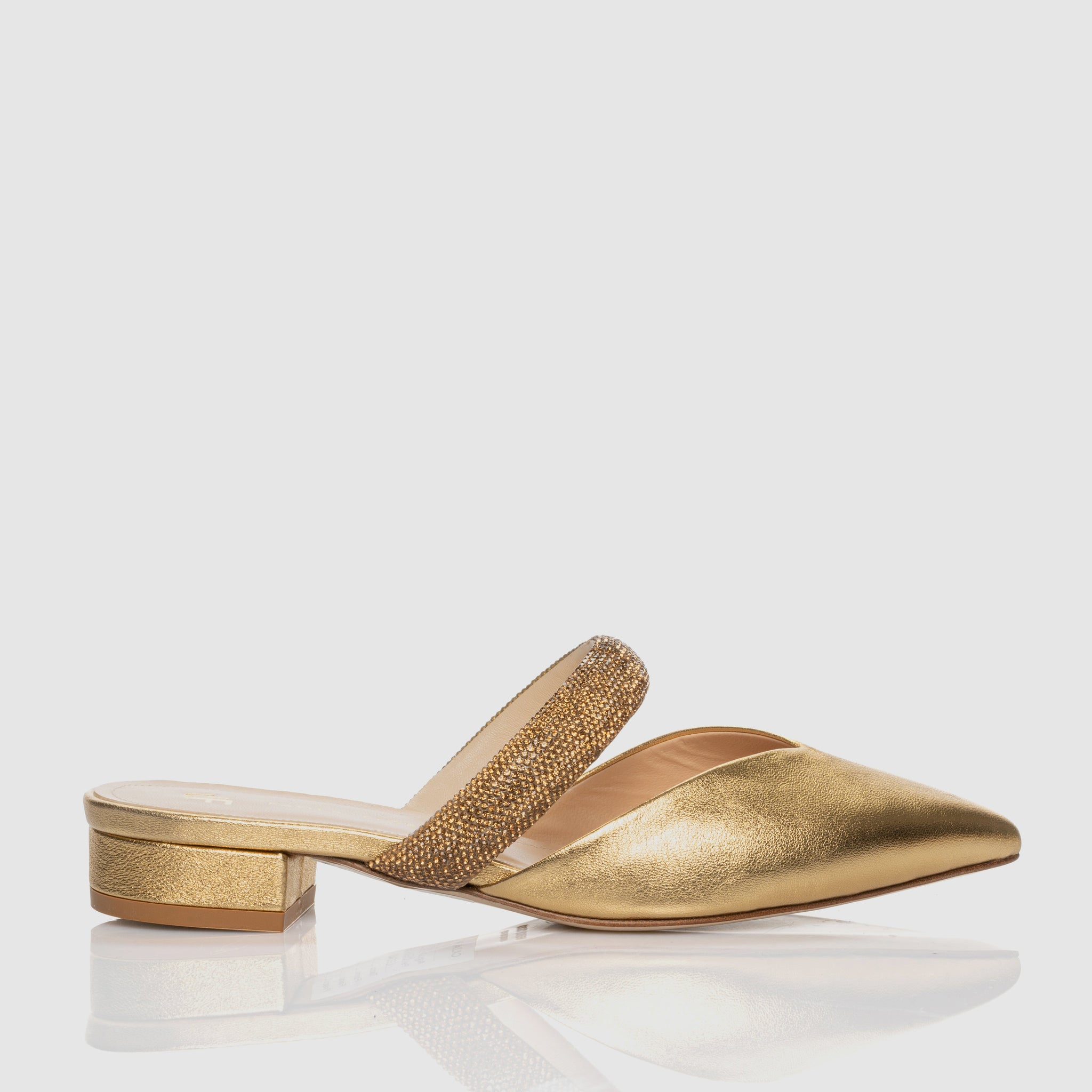 Sandal with Rainbow Light Gold heel with microcrystal band
