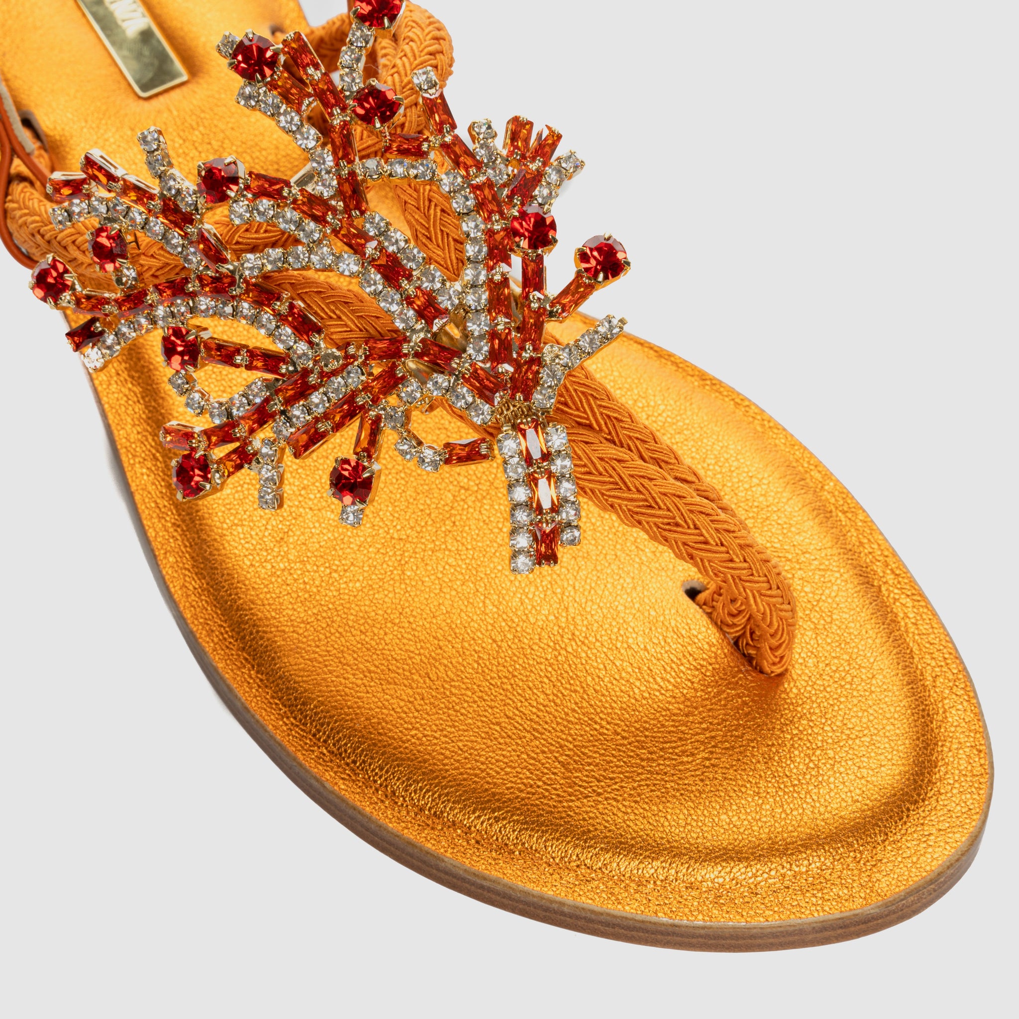 Sandalo infradito Crystal Sea con tomaia in corda di cotone impreziosita da cristalli