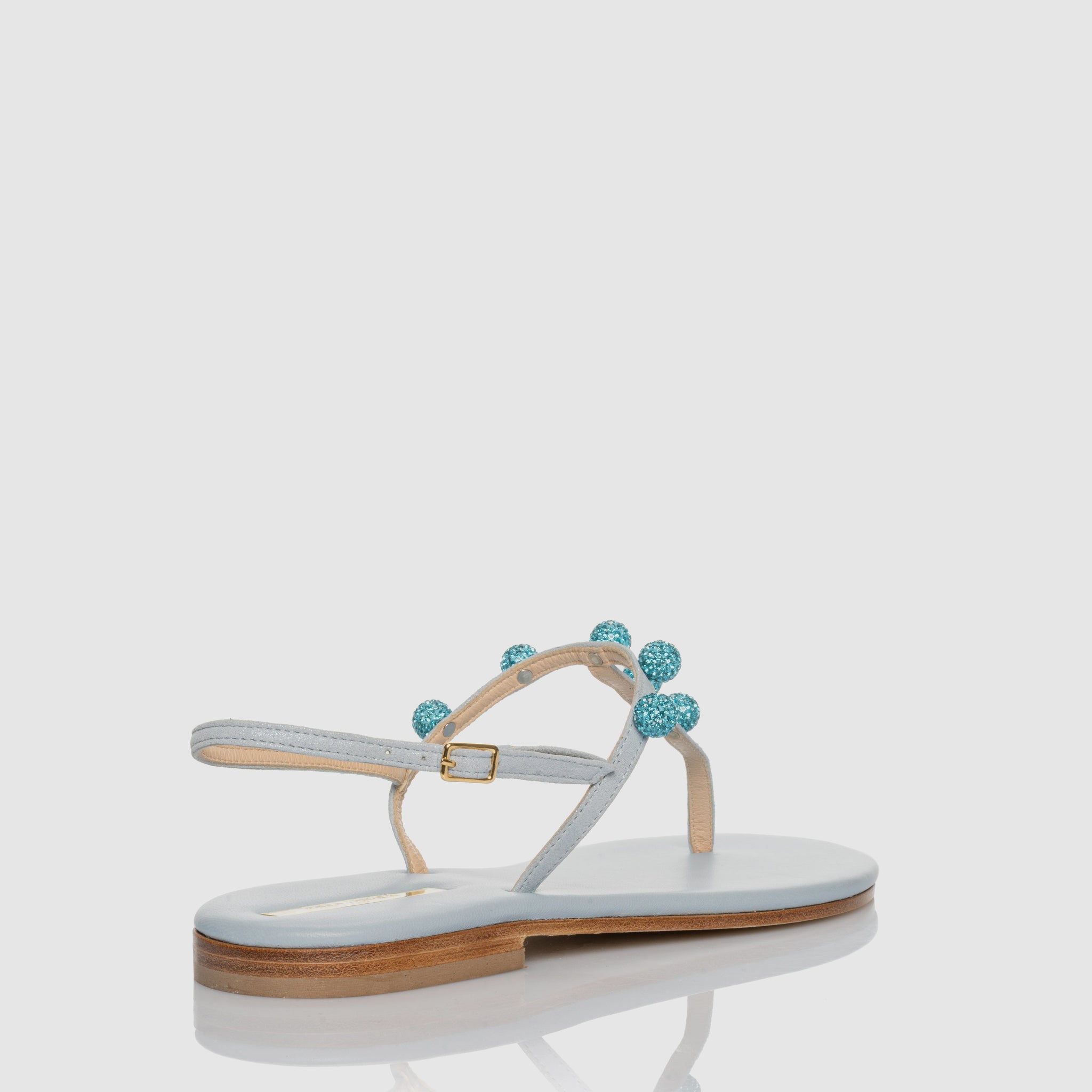 Atmosphere Blue thong sandal in glitter suede