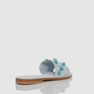 Sandalo Atmosphere Blue In Camoscio con microcristalli sfera in acquamarina